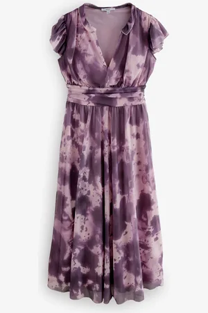 Next Pleated Mesh V-Neck Occasion Midi Dress38