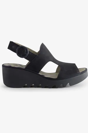 Fly London Baif Ankle Strap Wedge Black Sandalseu39