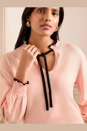 Love & Roses Scallop Tie Neck Knitted Jumper46