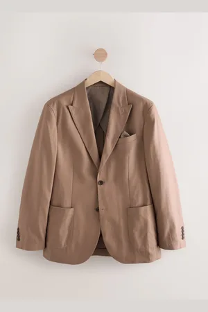 Next Regular Fit Cotton Blend Blazer With Linen and Lyocell56 Regular (UK 46 R)
