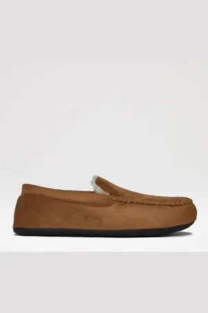 Threadbare Faux Fur Lined Suedette Moccasin SlippersUK 11