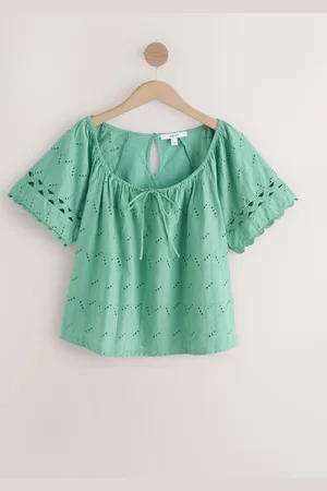Next Broderie Boho Short Sleeve Ric Rac 100% Cotton TopEU 46 (UK 18)