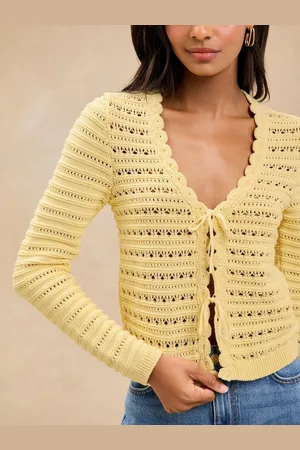 Lipsy London Open Stitch Scalloped Edge Tie Front Knitted Cardigan38