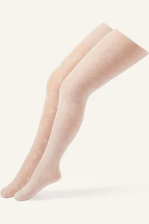 Monsoon Floral Lace Tights 2 Pack11