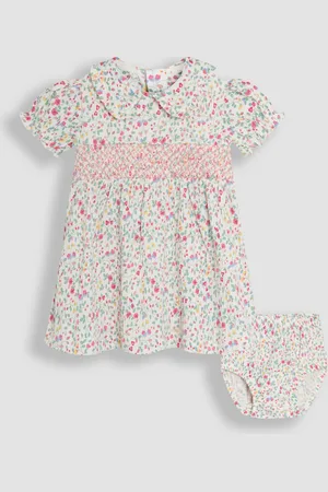 JoJo Maman Bébé Ditsy Floral Print Smocked Jersey Dress8086 cm