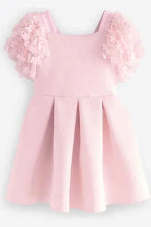 Ted Baker Pink 3D Floral Sleeve Embossed Scuba Dress134140 cm