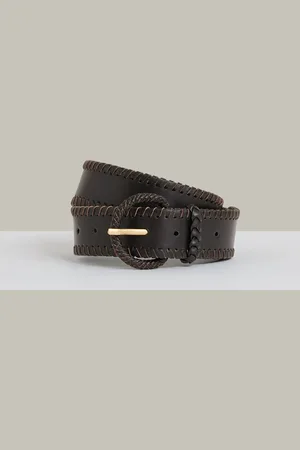 Reiss Gia Leather Whipstitch BeltM