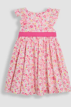 JoJo Maman Bébé Pretty Floral Ruffle Front Party Dress116122 cm