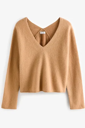 Next Kaszmirowy sweter dzianinowy Premium 100% z dekoltem w szpicS Reg