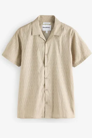 Threadbare 100% Cotton Pluck Textured Revere Collar Short Sleeve ShirtM