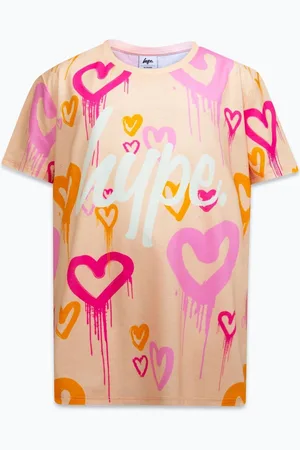 Hype . Girls Orange Heart Drips 100% Cotton T-Shirt122128 cm