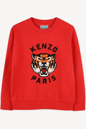 Kenzo Red Long Sleeve Large Tiger Print Logo Sweatshirt10 lat (140 cm)