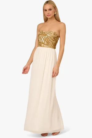 Adrianna Papell Adrianna by Beaded Strapless Long White Dress44