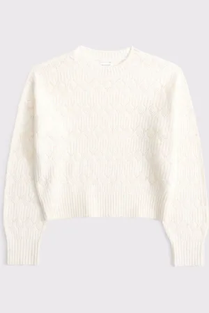 Abercrombie & Fitch Pointelle Crew Neck Stripe Knitted Jumper166168 cm