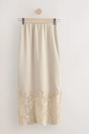 Next Satin Midi Skirt With Lace Trim40