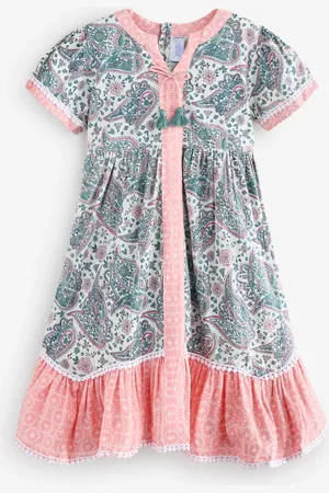 MISS Pink Printed Boho 100% Cotton Summer Dress116122 cm