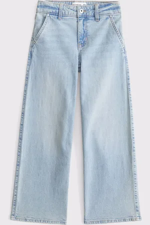 Abercrombie & Fitch Light Wash High Rise Wide Leg Jeans With Heart Pocket122128 cm