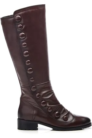 Moda In Pelle Red Irenne Long Covered Button Cleated BootsEU 36 (UK 3)