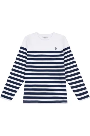 U.S. Polo Assn. U. S. Polo Assn. Regular Fit Womens Slub Stripe V-Neck 100% Cotton T-ShirtXL