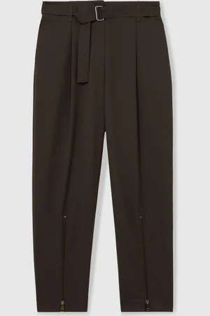 Reiss Molly Belted Zip-Leg Tapered Trousers40