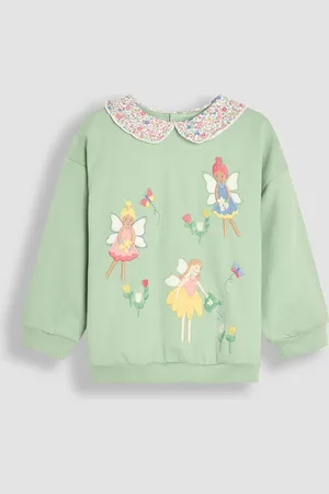 JoJo Maman Bébé 100% Cotton Frill Collar Appliqué Sweatshirt7480 cm