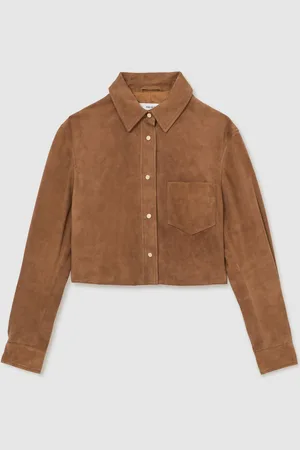 Reiss Connie Suede Press-Stud Cropped Shirt44