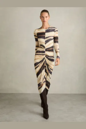 Reiss Georgia Printed Jersey Ruched Midi Dress42