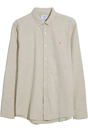 Farah Steen Long Sleeve 100% Organic Cotton Shirt in Hazelnut Marl2X-L