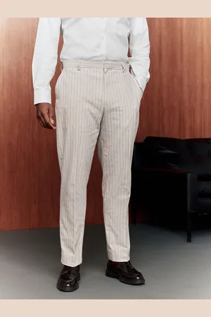 Next Slim Fit Striped Suit Trousers With Linen30 R