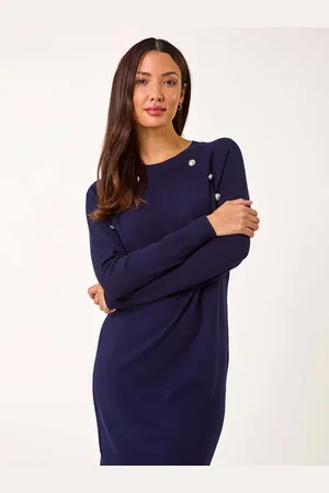 Roman Plain Button Detail Knitted Dress46
