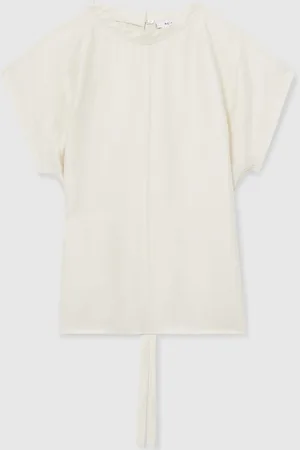 Reiss Linen-Blend Cap-Sleeve T-Shirt38
