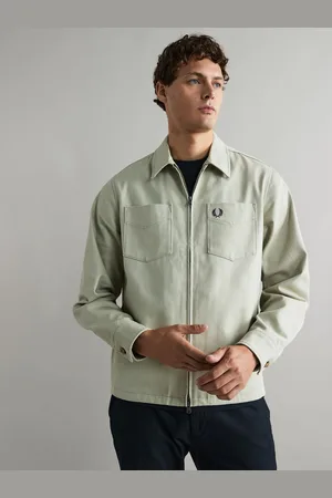 Fred Perry 100% Cotton Twill Zip Through Ecru White OvershirtXXL