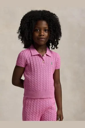 Ralph Lauren Girls 100% Cotton Cable Knit Polo Jumper5 lat