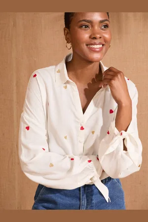 Love & Roses Embroidered Stripe Tie Cuff Shirt40
