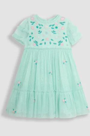 JoJo Maman Bébé Floral Embroidered Tiered Tulle Party Dress8692 cm