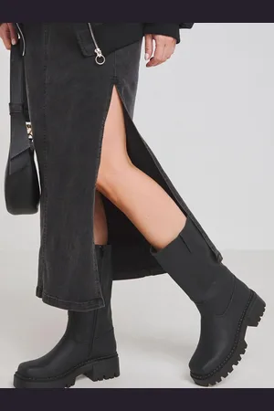 Simply Be Chunky Biker Boots in Extra Wide Fit Curvy CalfEU 37 (UK 4)