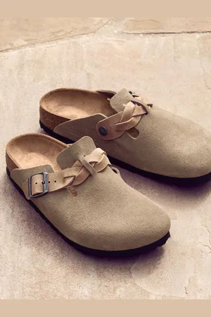 Birkenstock Zamszowe chodaki Boston z plecionym paskiemEU 40 (UK 7)