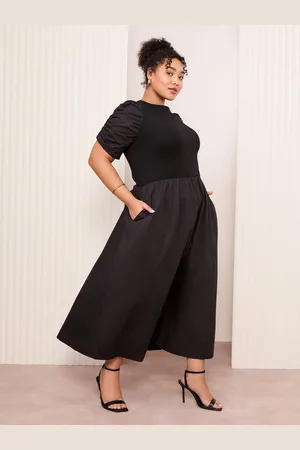 Friends Like These Cotton Mix Ruched Sleeve Midi Dress46