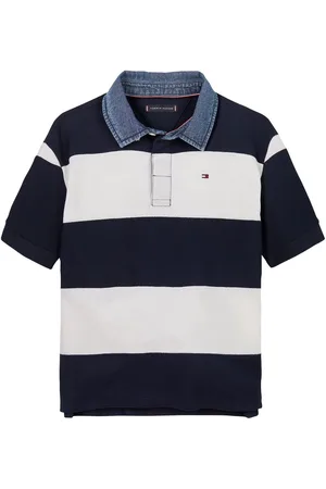 Tommy Hilfiger Collar Stripe Short Sleeve 100% Cotton Polo Shirt140146 cm