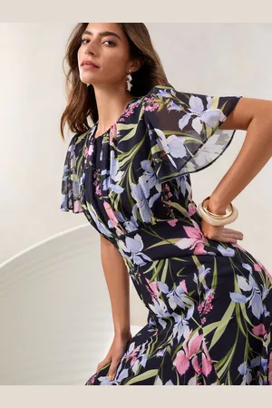 Lipsy London Angel Sleeve Gathered Waist Midi Dress34