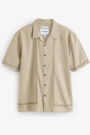 Threadbare Relaxed Fit Linen Blend Lace Trim ShirtXL