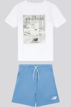 New Balance Kids The System Graphic 100% Cotton T-Shirt And Shorts Set166168 cm