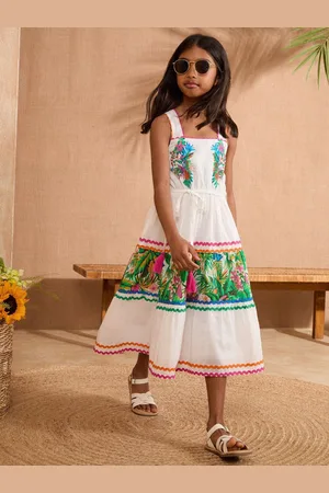 Love & Roses Tropical Print Midi Holiday Dress (5-16yrs)9 lat (134 cm)