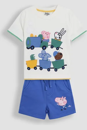 JoJo Maman Bébé 2 Piece Peppa Pig Appliqué 100% Cotton T-Shirt & Shorts Set7480 cm