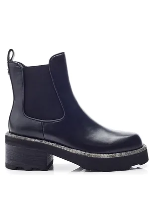 Moda In Pelle Czarne sztyblety skórzane na grubej podeszwie Blanda Glitz RandEU 38 (UK 5)