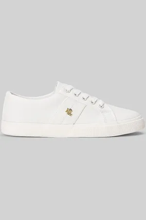 Ralph Lauren Optic White Janson Canvas Logo TrainersEU 41 (UK 8)
