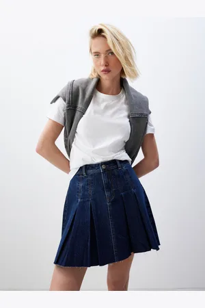 Next Plisowana spódnica mini z denimu, 100% bawełna40 mały
