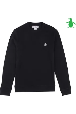 Original Penguin Sticker Pete Fleece Crew Neck Black SweatshirtXL