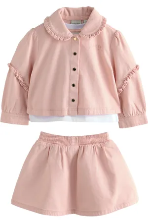 Ted Baker Pink Woven Frill 100% Cotton Jacket, T-Shirt and Cargo Skirt Set 3 Piece110116 cm