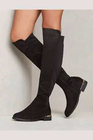 Lipsy London Elastic Flat Knee High Long Faux Suede BootEU 37 (UK 4)
